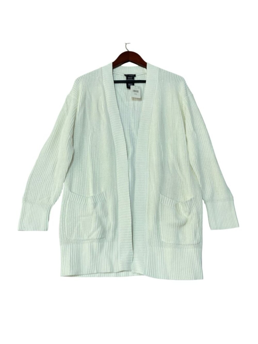 NWT Max & Mia Women's L Cardigan Ivory Open Front Ribbed Knit - Picture 5 of 12